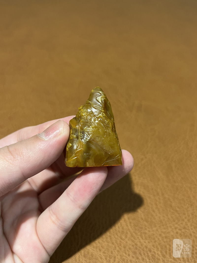 清 田黄林清卿薄意雕人物章 - 图4